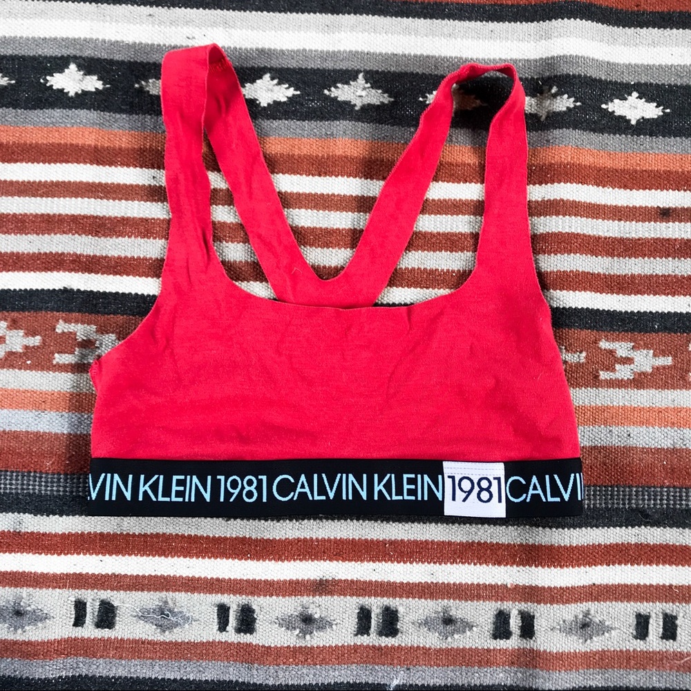 Red Calvin Klein sports bra